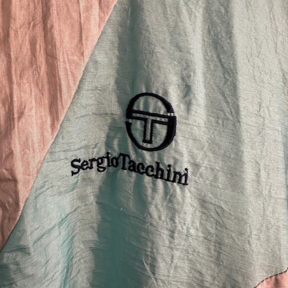 90s Vintage SERGIO TACCHINI | Blue and White Windbreaker Track Jacket Sz 56 / XL - Picture 2 of 7
